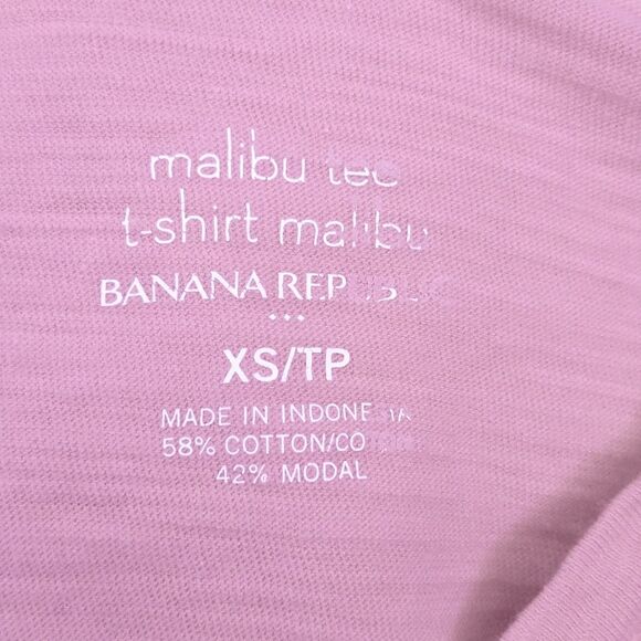 Banana Republic coral pink v-neck tee t-shirt, cotton/modal, size XS - Picture 4 of 4